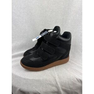 Universal Thread Womens Black Wedge Sneakers High Top Triple Strap Gum Size 7